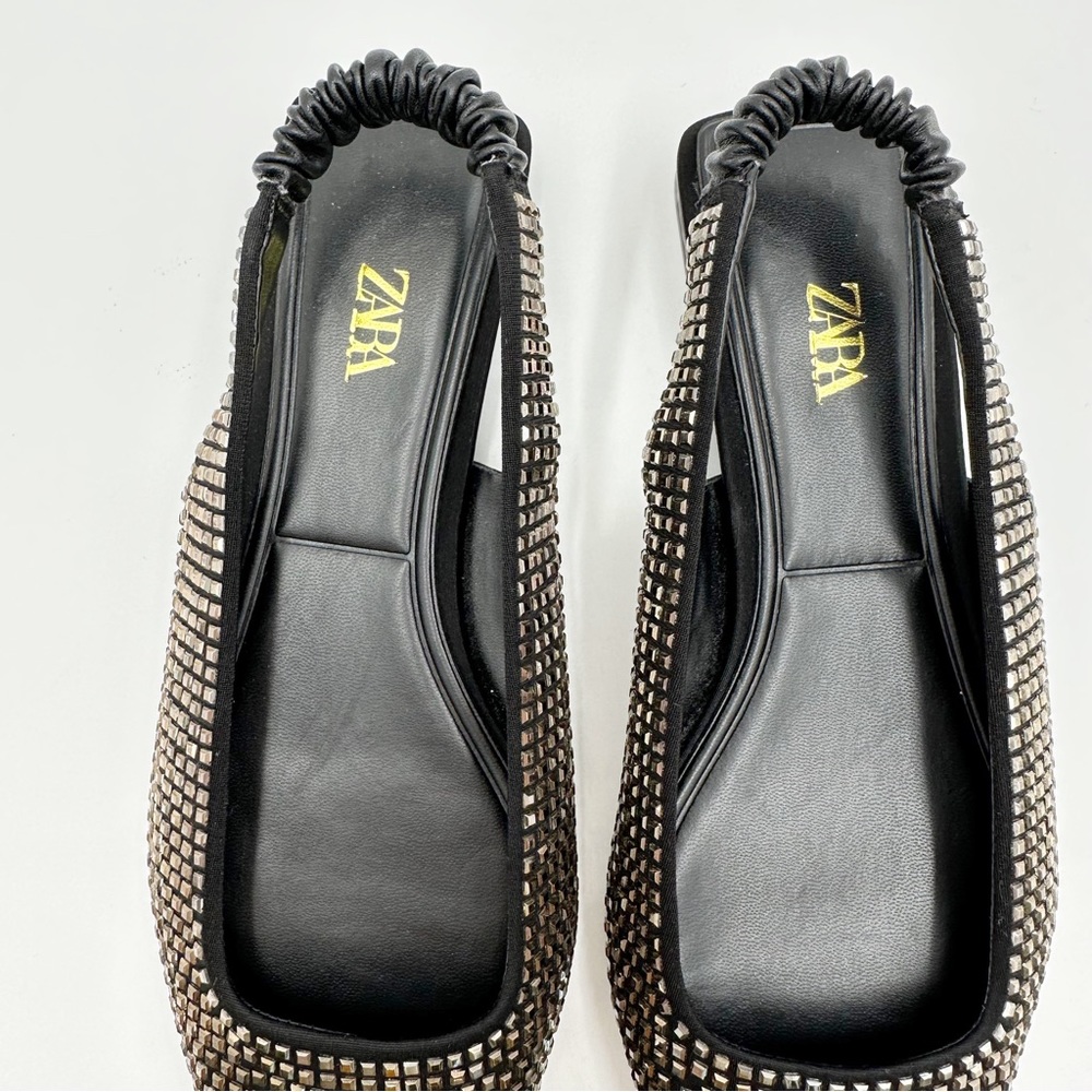 Zara Black Sparkly Slingback Flats - Picture 3 of 12